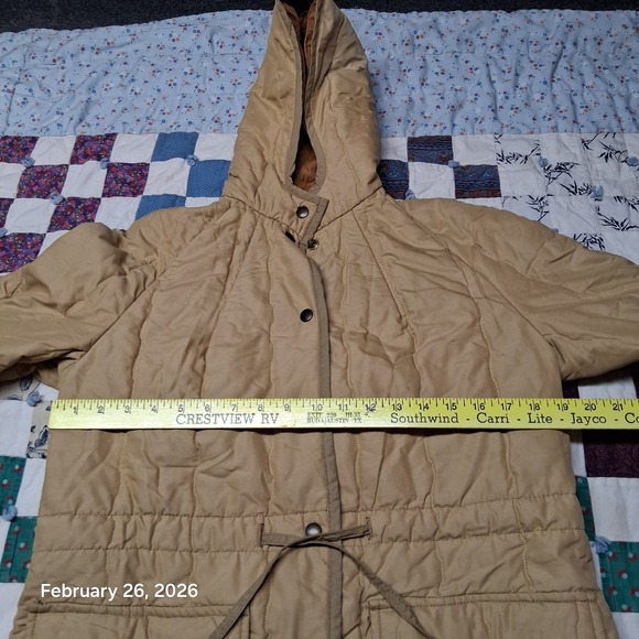 Vintage White Bear St Paul Jacket Women Medium Brown Snap Hooded Winter Coat - Picture 7 of 13